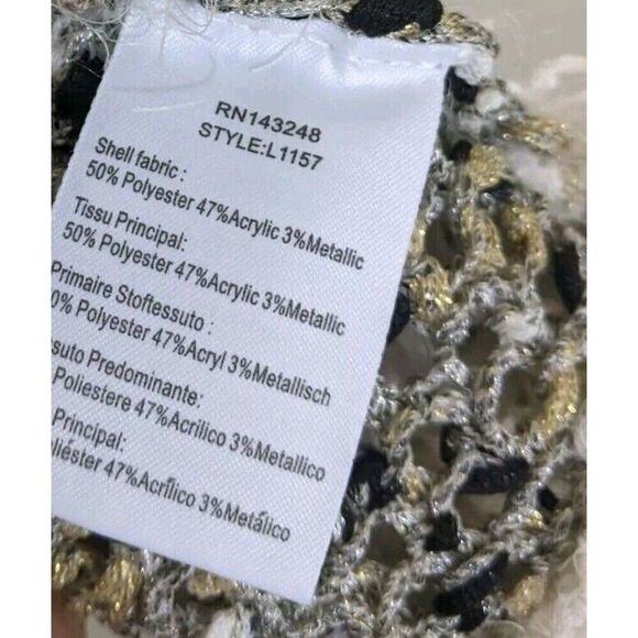 Anthropologie Moth Poncho Crew Metallic Fringe Sweater Boho Oversized Small - Picture 7 of 9